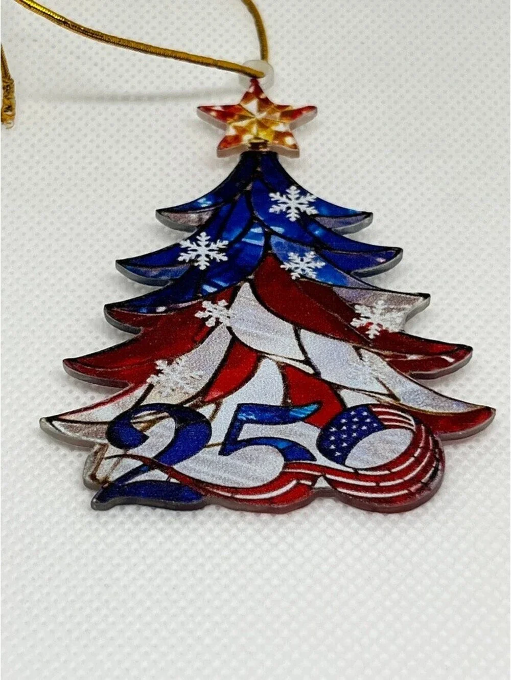 Patriotic 250th Anniversary Christmas Tree Ornament with Star 1/6